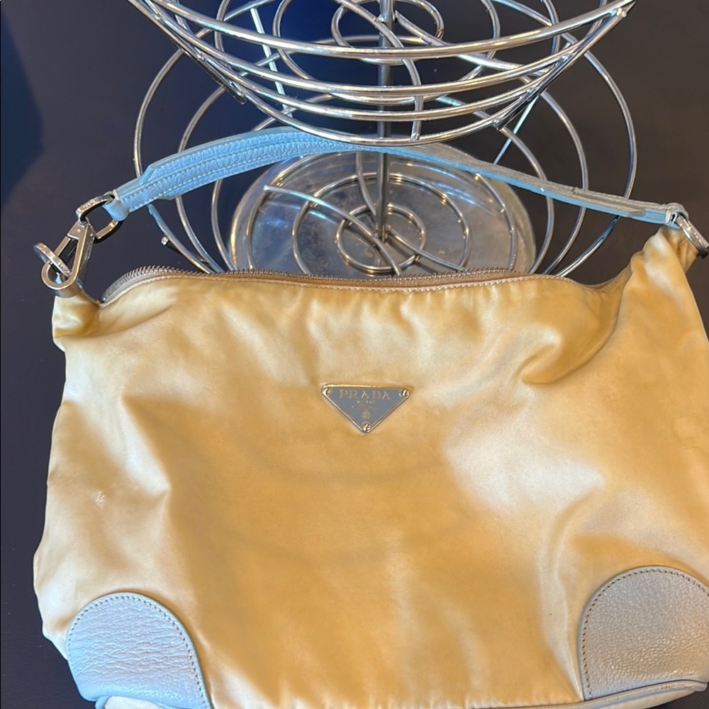 Prada Tan and Blue Shoulder Bag